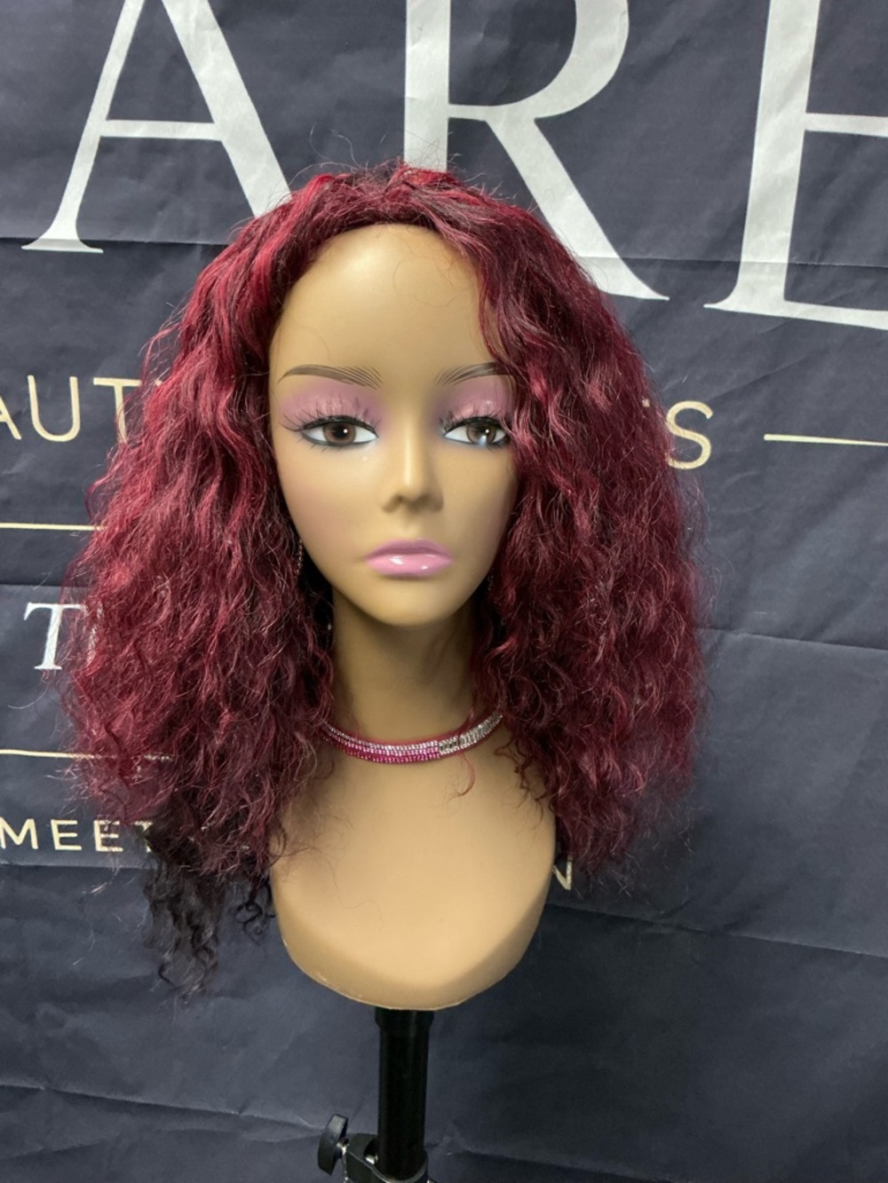Wine Red Curly Women’s Wig - Natural Volume